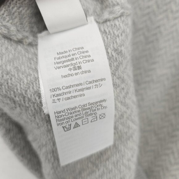J CREW 100% Cashmere Herringbone Jacquard Crewneck Sweater Gray Men's LARGE - Picture 8 of 9